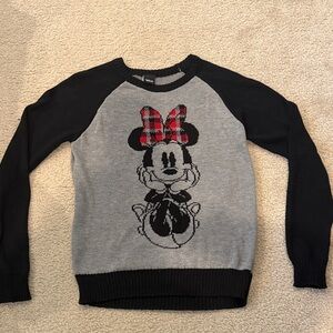 Disney Women's Minnie Mouse Sweater - Black, Gray, and Red